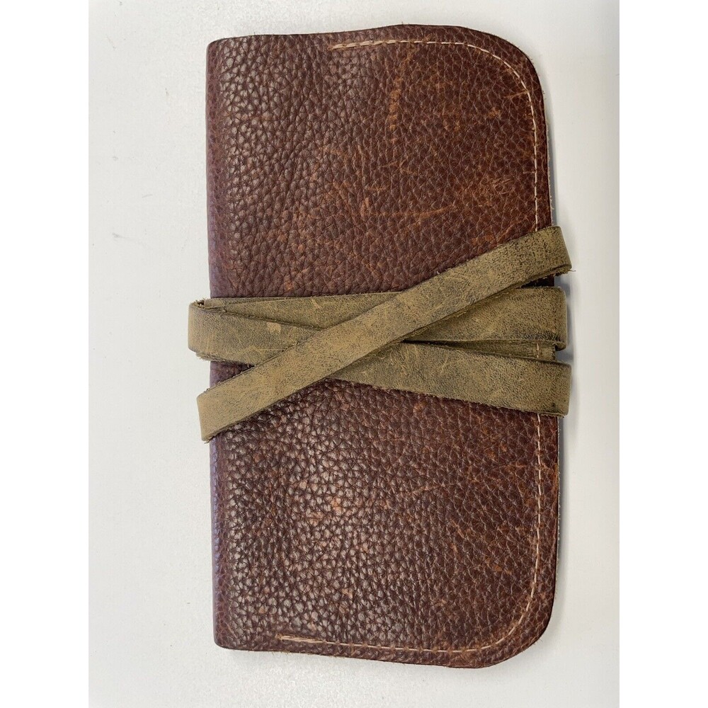 Leather Wallet Handmade Multicolor Interior Wrap Around Closure